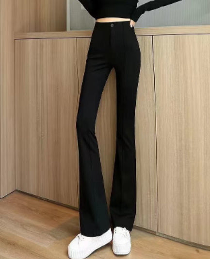 Pantalon de costume moulant en spandex pour femme, noir, marron, passe-partout