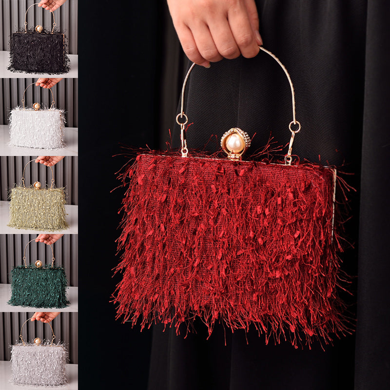 Sac à bandoulière cylindrique à pompon pour femme, sac de soirée