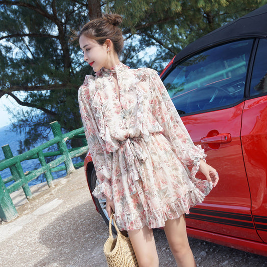 Chiffon printed waisted jumpsuit