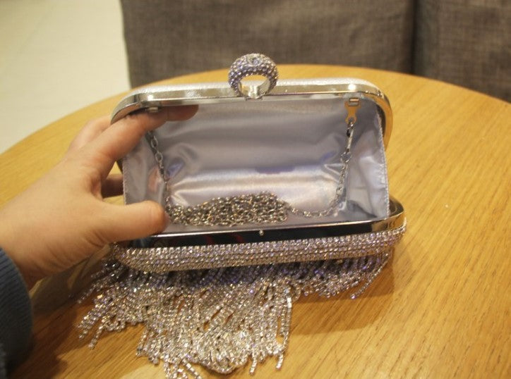 Sac à main à franges pour femme en diamant brillant pour soirée et mariée