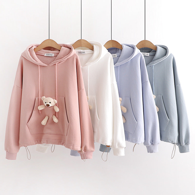 Baby Bear Plush Round Neck Warm Sweater Jacket with Hood