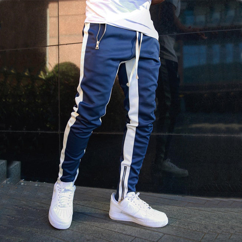 Men's Slim Fit Workout Jogging Pants with Zipper Pockets