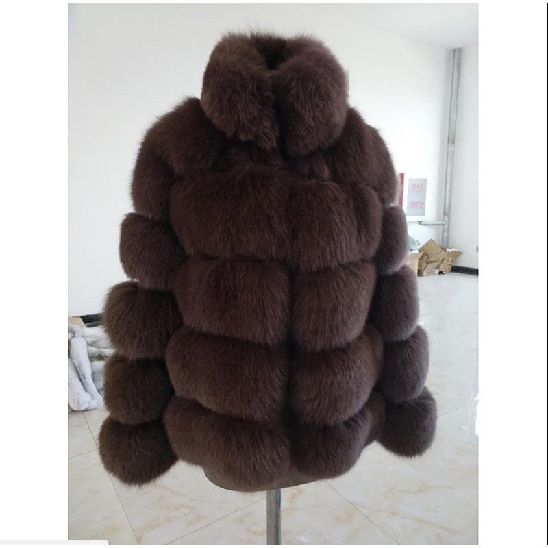 Faux Fox Fur Coat – Street Hipster Style, Mid-Length Artificial Fur