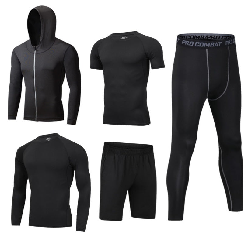 Ensemble Sport Homme Séchage Rapide à Capuche Manches Longues Pantalon Neuf Points Fitness Course à Pied