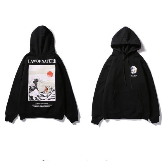 Street Retro Waves Casual Hooded Sweater for Men and Women