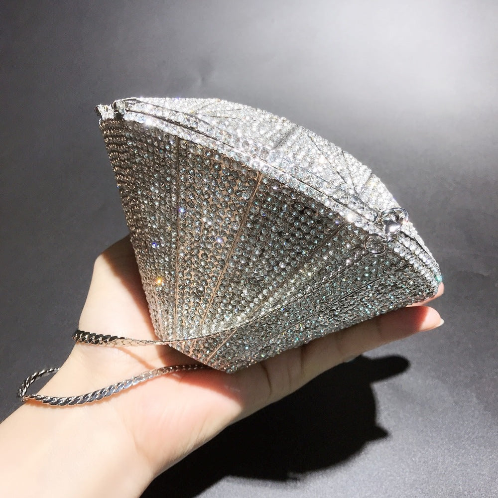 Sac de Dîner en Cristal en Forme de Diamant 3D avec Surface Taille Gemme