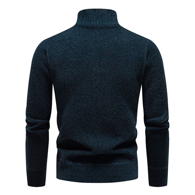 Pull épais en velours à col montant pour homme