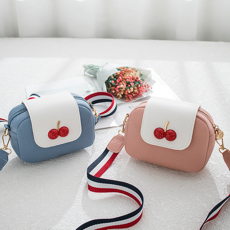 Sweet Cherry Small Square PU Leather Messenger Bag 18cm