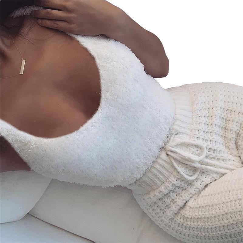 3pcs Long Sleeve Crop Tank Top And Drawstring Shorts Pajama Set
