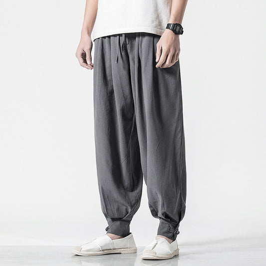 Cotton and linen casual trousers loose harem pants bloomers