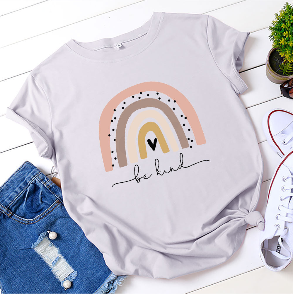 Women's Pure Cotton Short Sleeve T-Shirt in Pink, Dark Gray & Light Gray