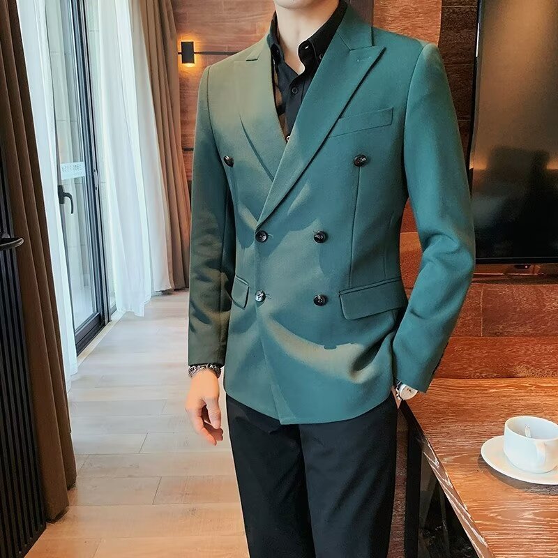 Men's Casual Solid Color Double-Breasted Corduroy Jacket