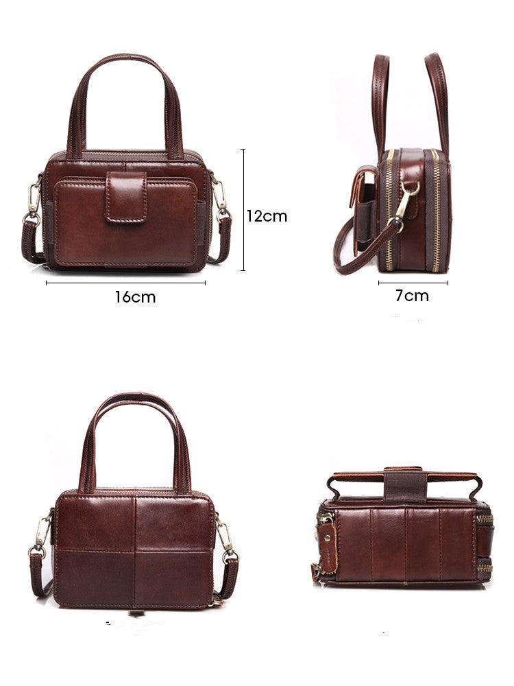 Sac à bandoulière en cuir de vachette tendance pour femme, petit format