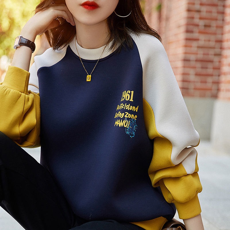 Relaxed-Fit Cotton Crewneck Hoodie with Letter Print