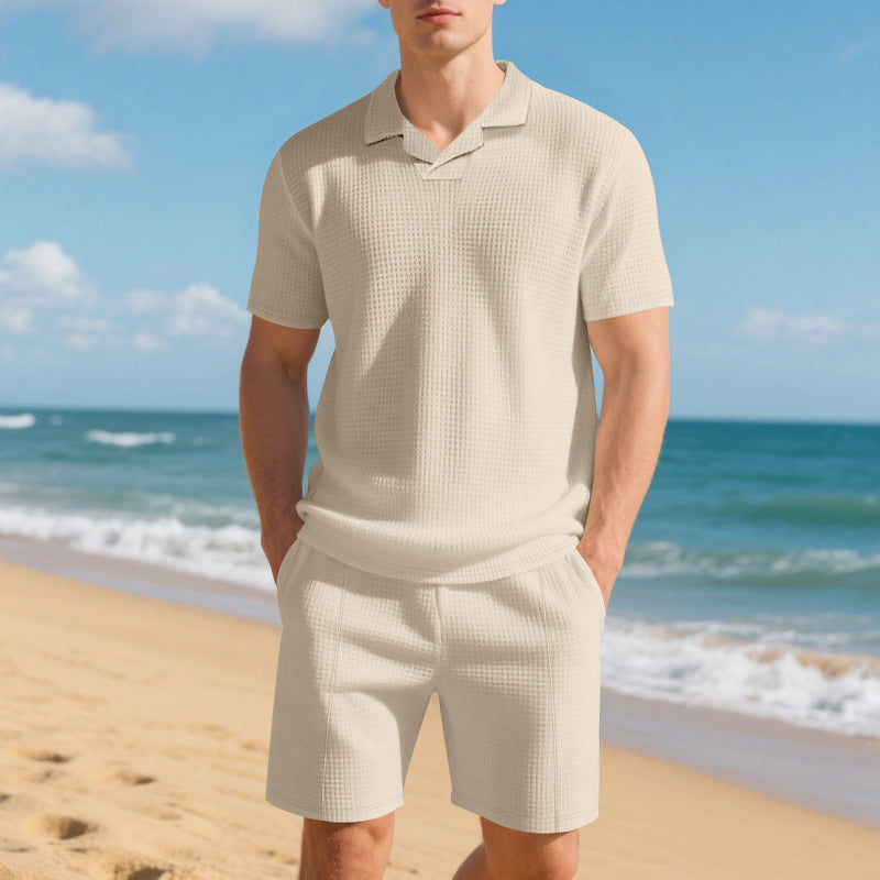 Loose Polo Shirt and Shorts Casual Set Short Sleeve