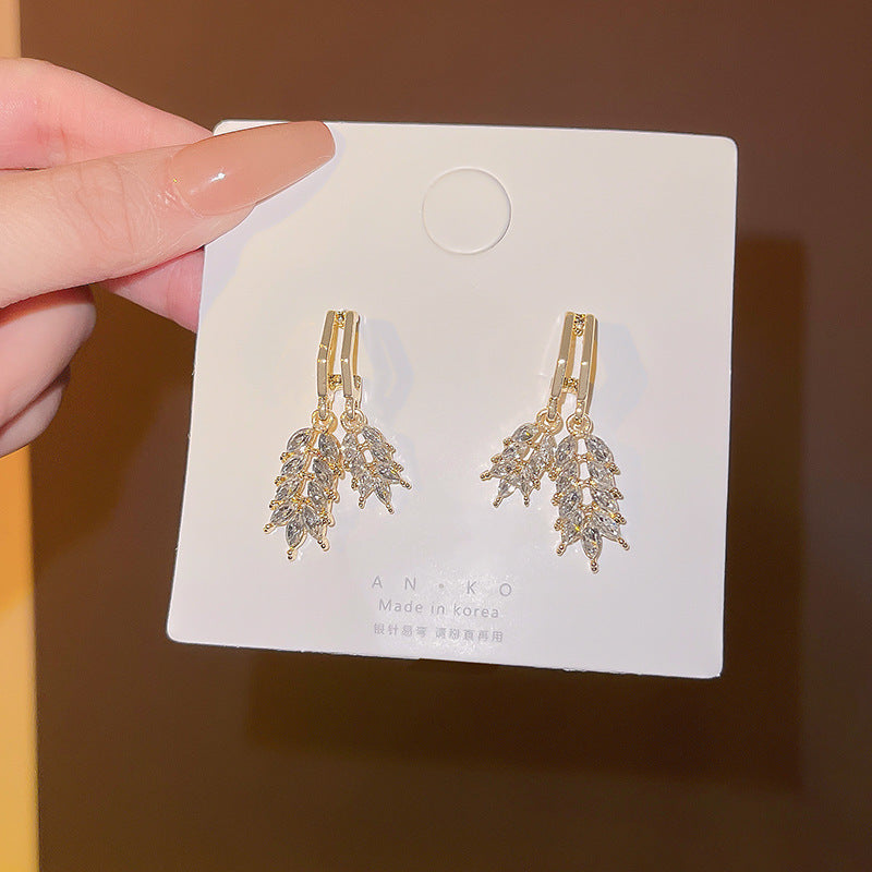 Silver Needle Exquisite Full Diamond Long Fringe Earrings