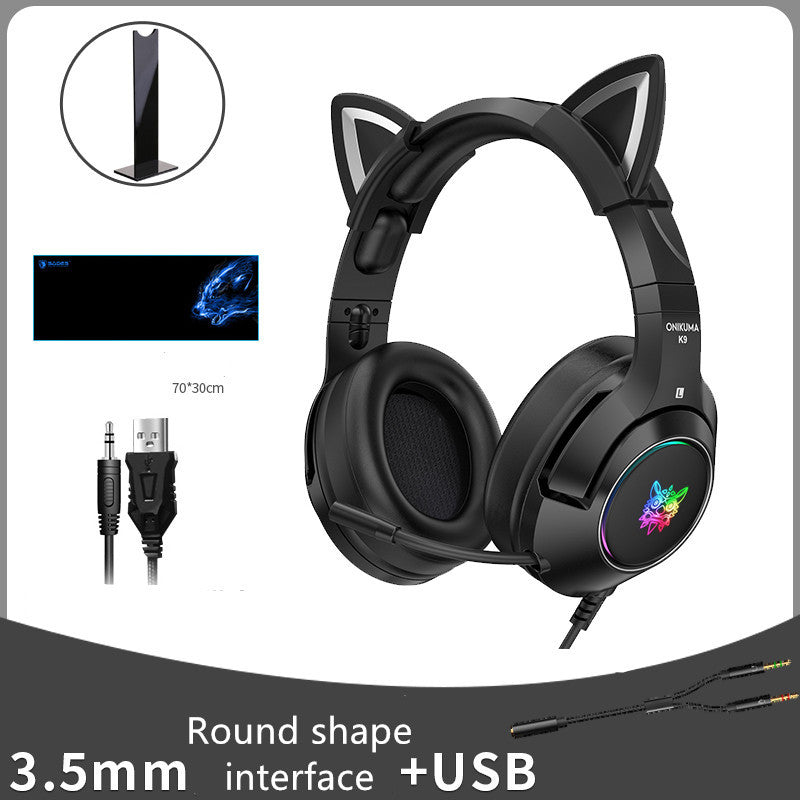 Head-Mounted Wired Gaming Headset with Microphone for PC