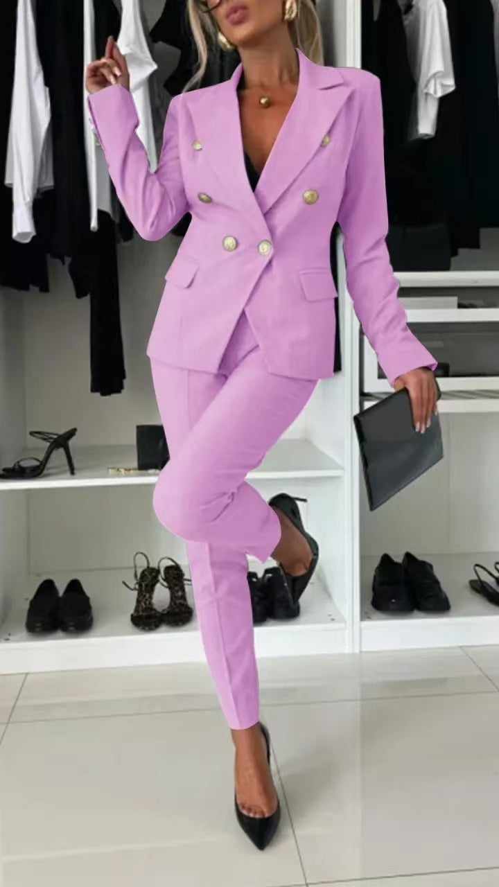 Women's Office Business Set Polyester Coat and Pants