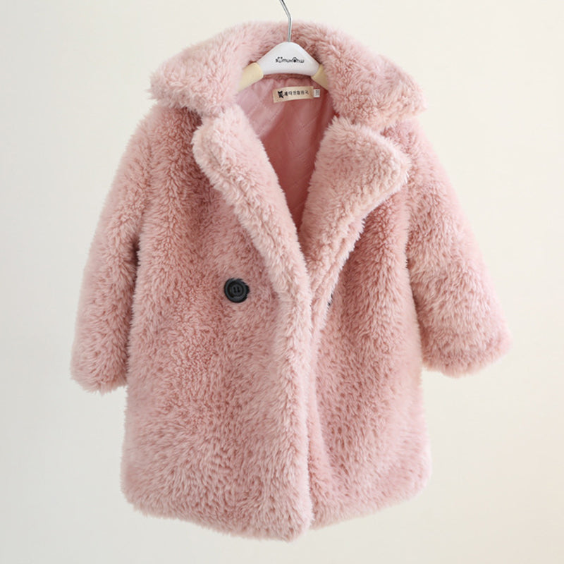 Big Kids Cashmere Fur Coat for Autumn and Winter