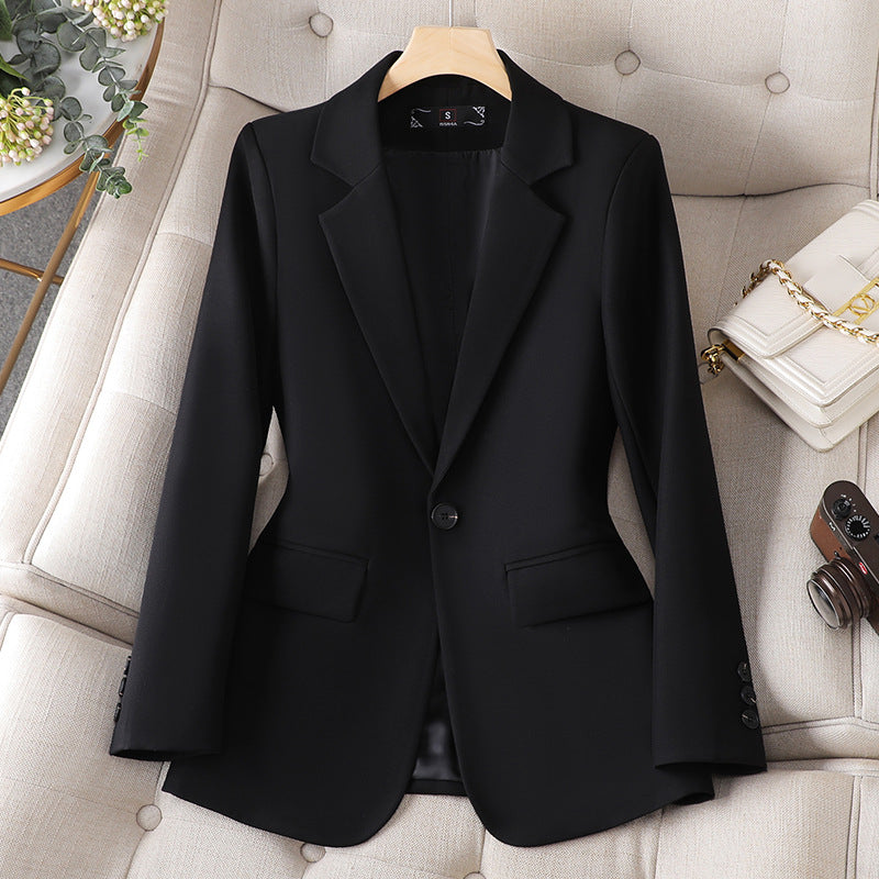 Women's Short Spring Casual Temperament Suit Top in Black, Brown, Creamy-White