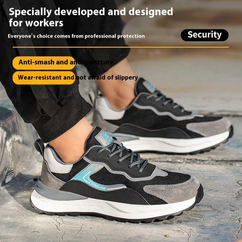 Men's Breathable Low Top Work Shoes with Anti-Smash, Anti-Puncture, Anti-Slip, Wear-Resistant Features