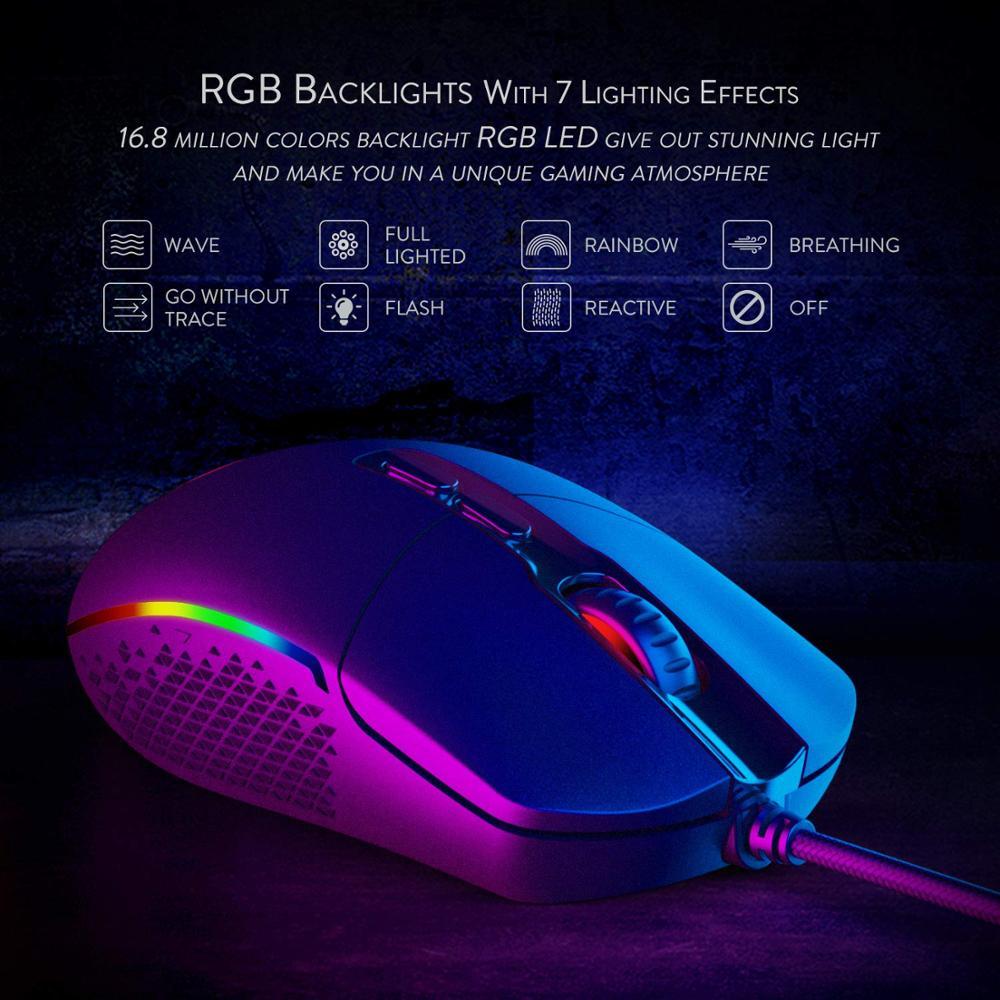 ماوس ألعاب سلكي أسود 5000 نقطة لكل بوصة 9 أزرار USB مريح