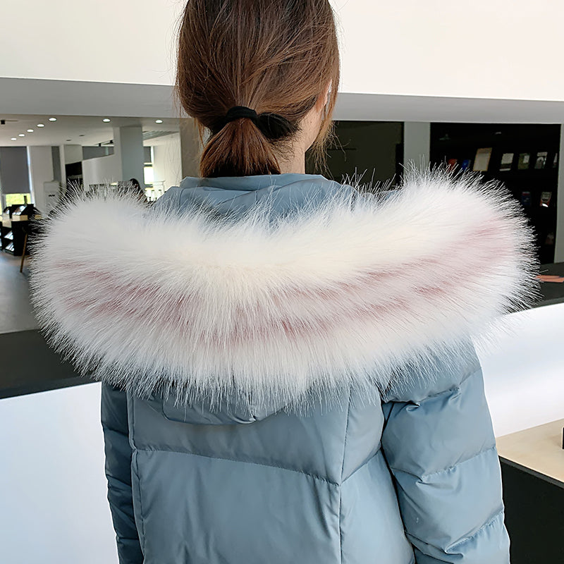 Raccoon imitation fox fur cap