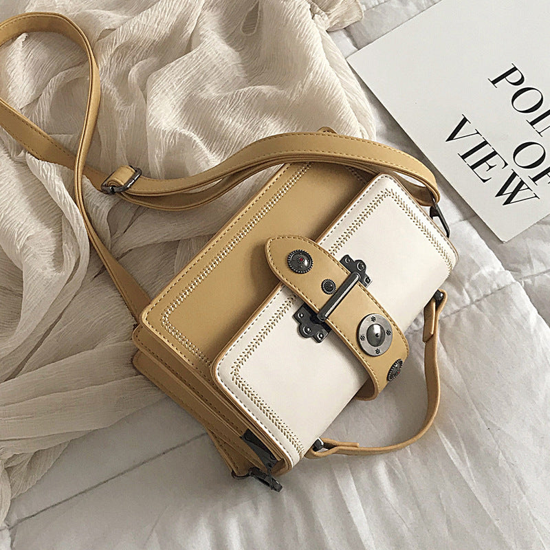 Versatile Color Contrast Small Square Messenger Bag 20x14x10cm