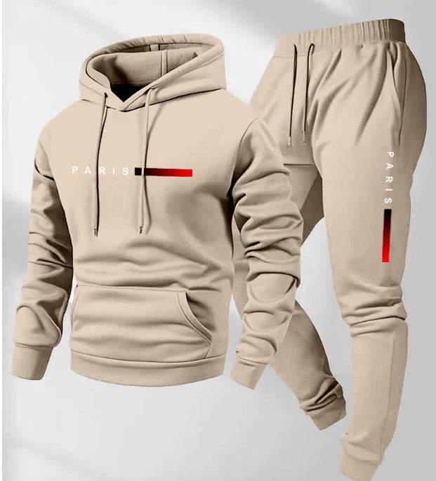 Loose Letter Sweater Coat with Long Sleeve Trousers Set
