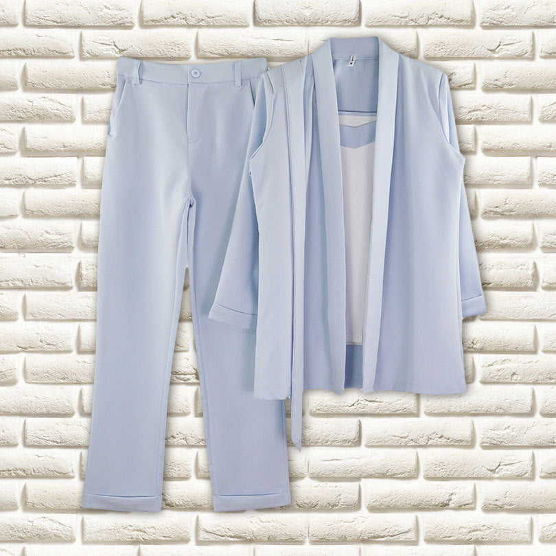 Pants Suit V Neck Buttonless Bracelet Sleeves Blaze