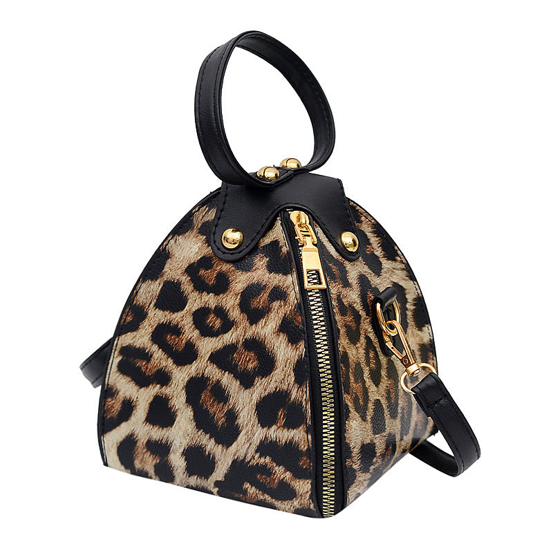 Leopard print triangle bag handbag