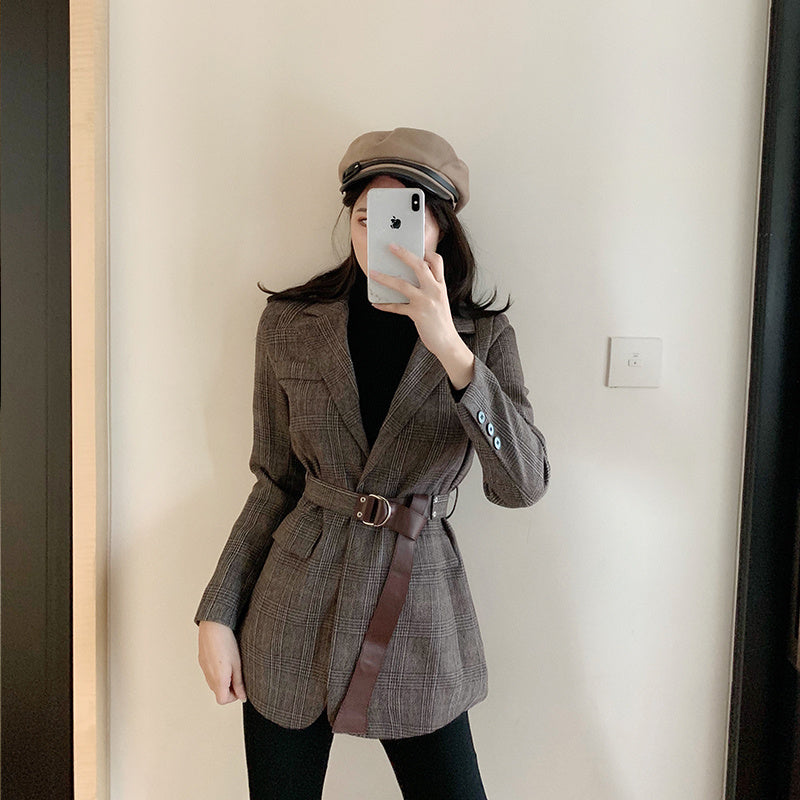 British Style Retro Plain Single-Breasted Blazer