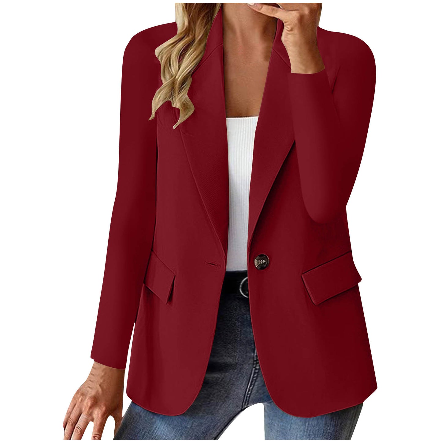Women's Long Sleeve Solid Color Cardigan Small Suit Jacket
