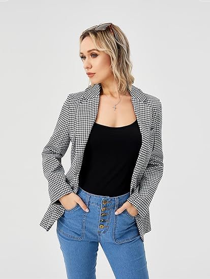 Veste blazer décontractée pour femme, manches longues, style bureau, col à revers