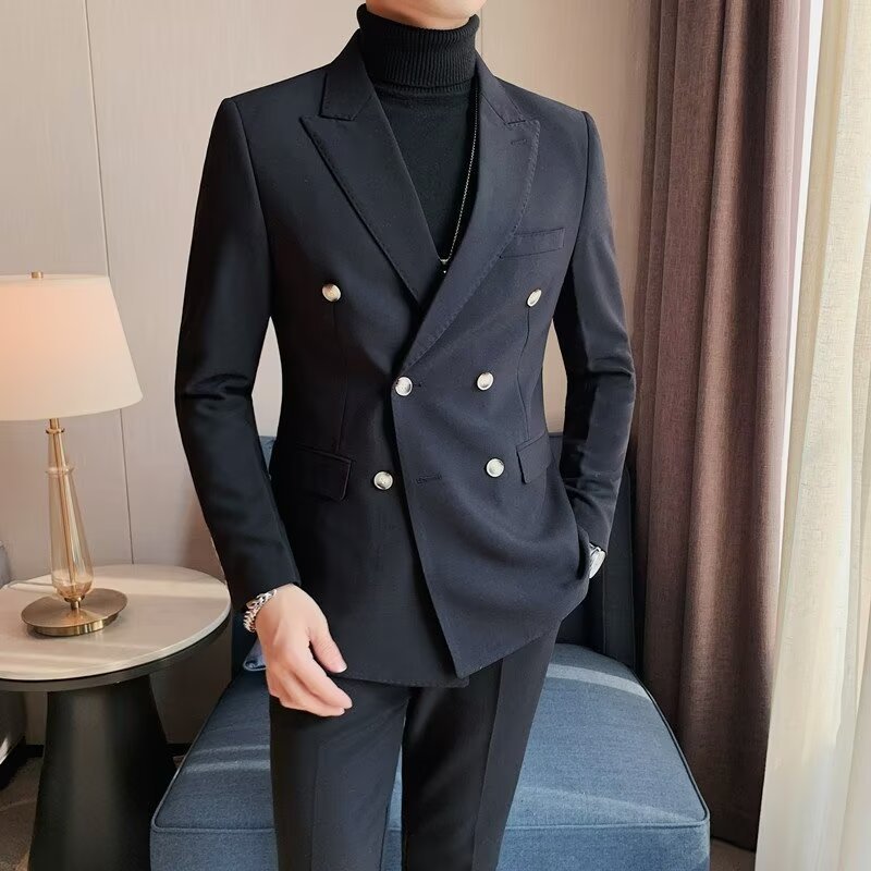 Men's Casual Solid Color Double-Breasted Corduroy Jacket