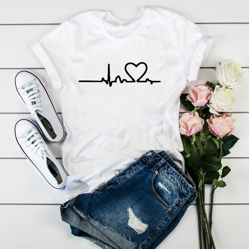 Plus Size Women's Short-Sleeve Loose Chenille T-Shirt