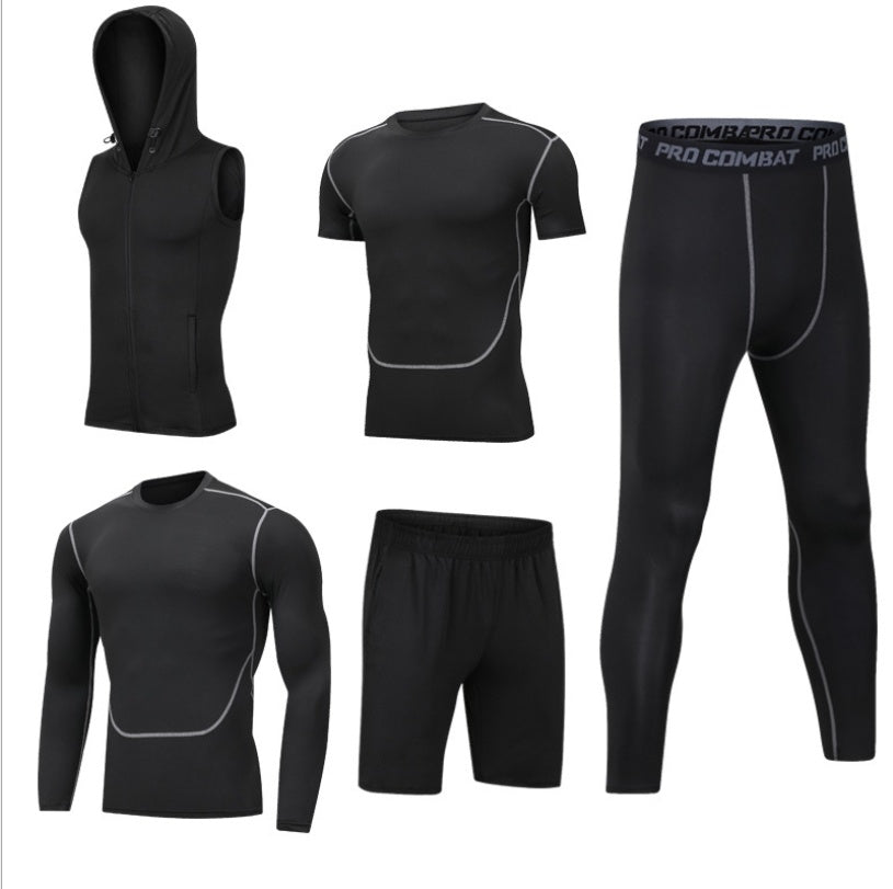 Ensemble Sport Homme Séchage Rapide à Capuche Manches Longues Pantalon Neuf Points Fitness Course à Pied