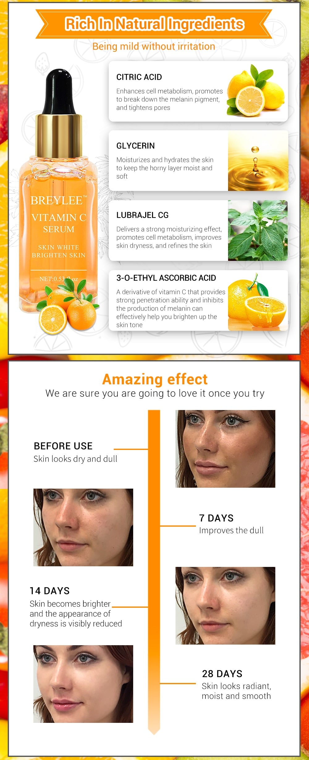 Vitamin C Whitening & Brightening Face Serum with High Frequency Wand 15ml