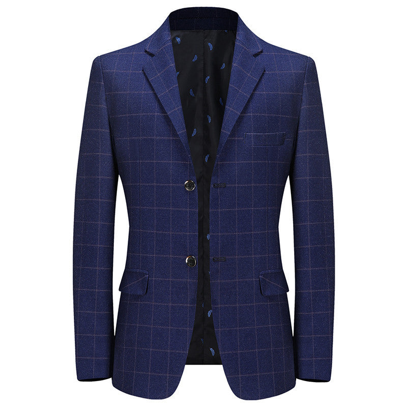 Men's Plaid Leisure Coat Blue Purple Gray Spring Autumn