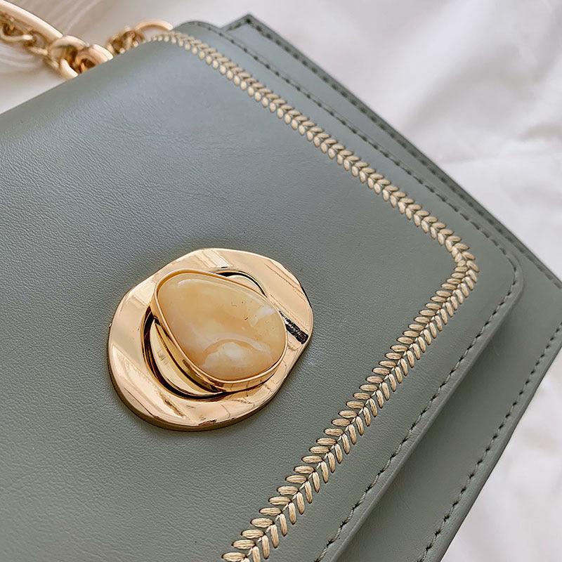 Personalized PU Metal Lock Handbag Horizontal Square