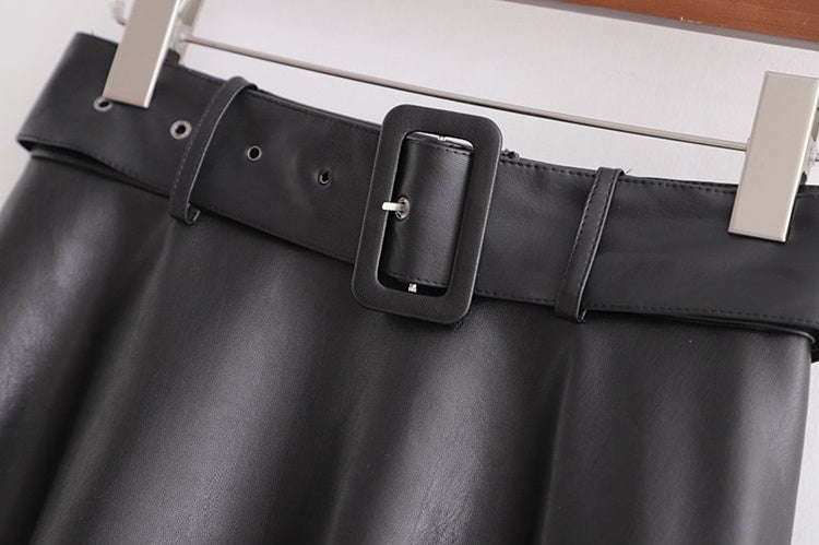 High Waist Long Skirt with Belted Temperament