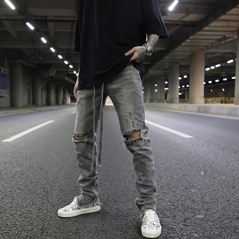 Jeans en Coton Zippés avec Guide des Tailles
