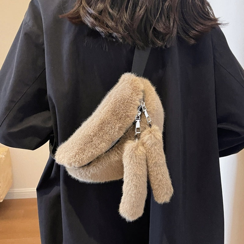 Women's Plush Shoulder Messenger Bag 24x14x6cm