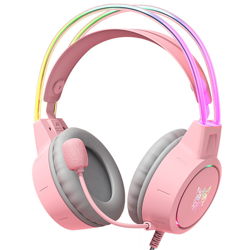 Wired Gaming Headset with LED Light-Emitting Microphone