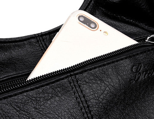 Lightweight Splicing Soft Leather Large Capacity Fashionable Mother Bag