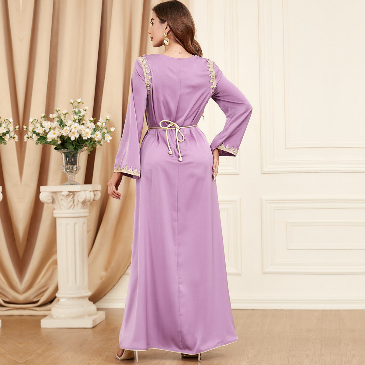 Fashion Spring And Autumn Stitching Arab Women's Clothing Dress
