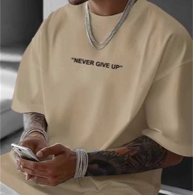 Summer Men's Loose Plus Size Print Round Neck Short Sleeve T-shirt