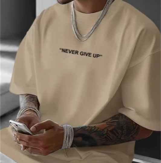 Summer Men's Loose Plus Size Print Round Neck Short Sleeve T-shirt