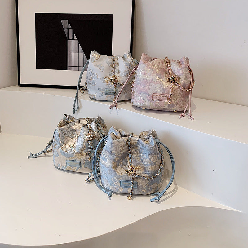 Woven Embroidered Jacquard Chain Crossbody Bag for Women
