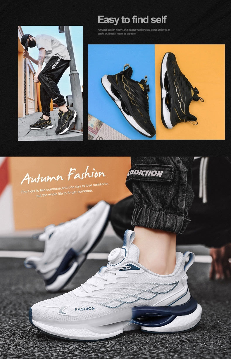 Chaussures de course pour hommes à boucle tournante à coussin d'air tissé volant